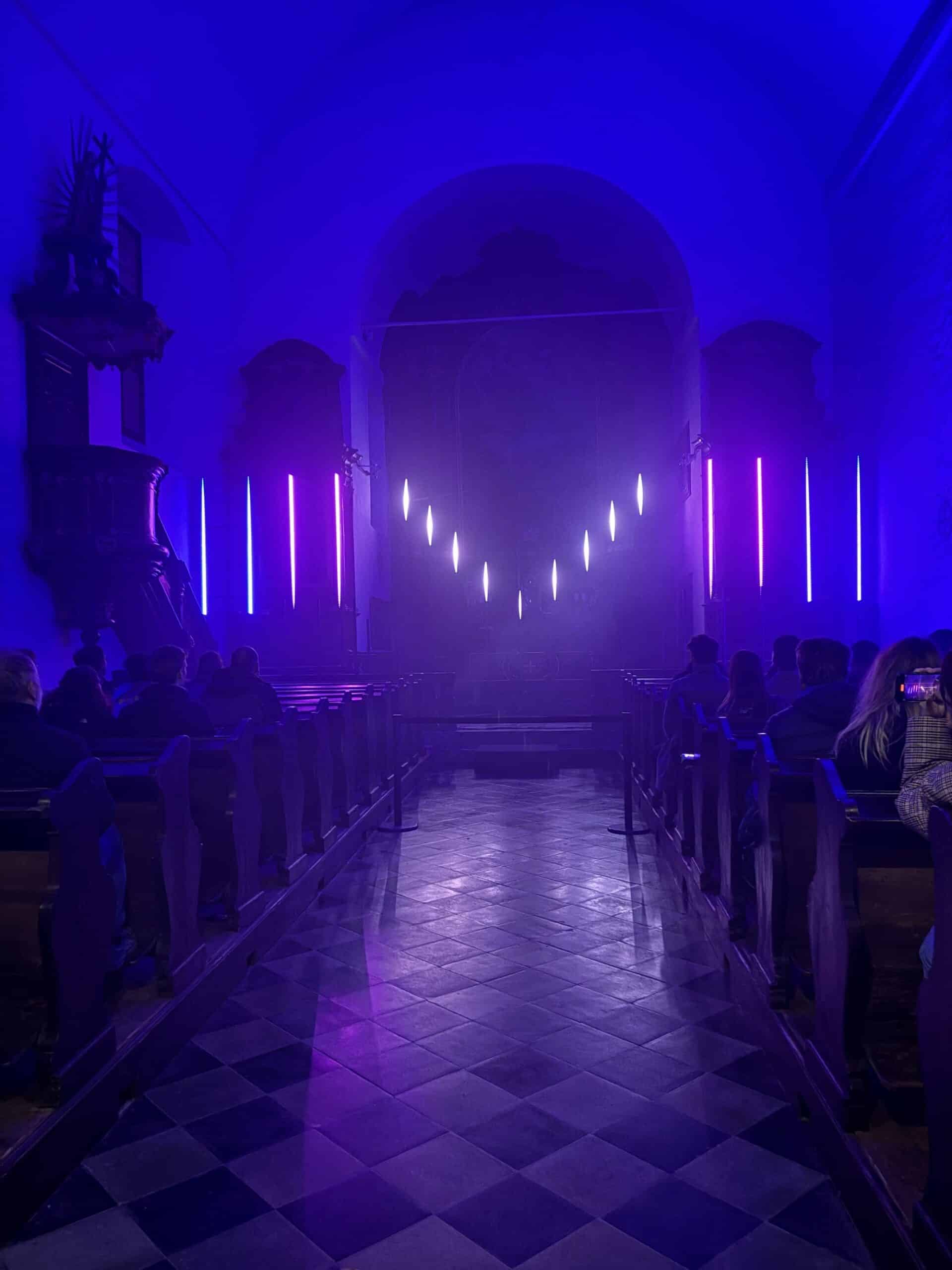 een lichtinstallatie tijdens Klanglicht, deze foto werd trouwens vorig jaar gemaakt tijdens klanglicht in Graz